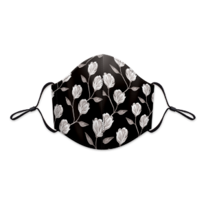 Black Florette Vines Reusable 3-Layer Cotton Face Mask Product